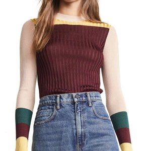 Rib Knit Color Blocked Pullover In Combo A